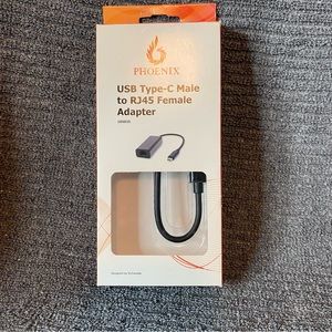 Black USB Type-C Male to RJ45+USB3.0 Female Adapter
